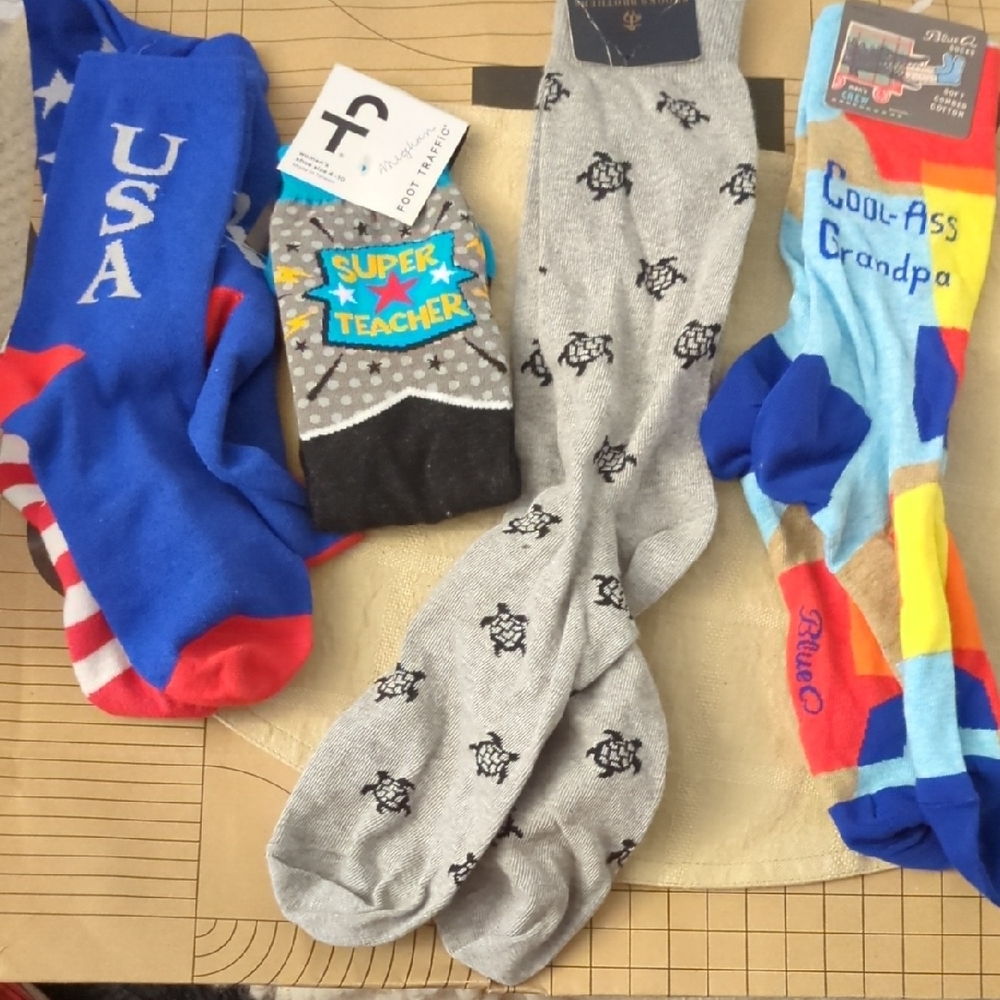 Assorted Dress Socks with Various Designs Now Asking $20